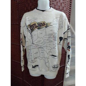 Vintage 90s Civil War Sweatshirt All Over Print Adult Large USA Military History